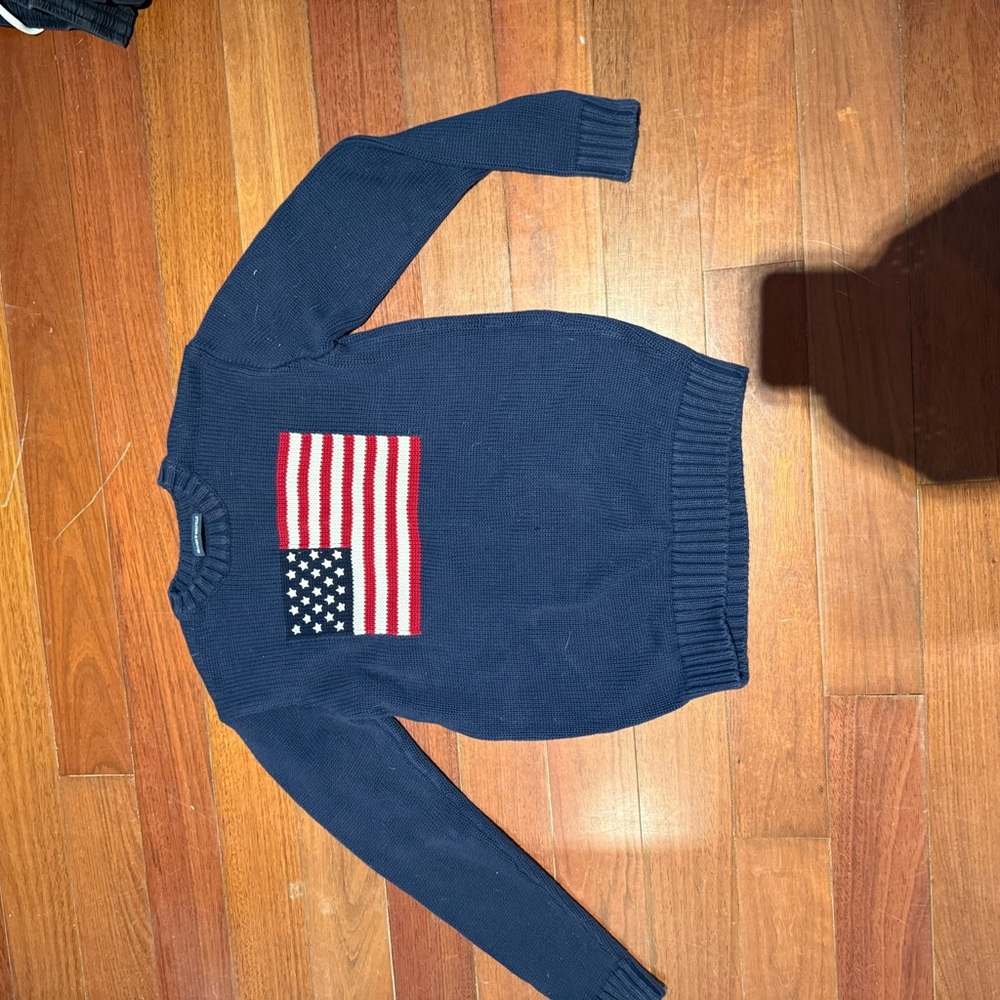 Brandy Melville Navy Sweater with Flag Pattern